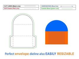 plantilla de dieline de sobre personalizado y vector 3d editable fácilmente redimensionable