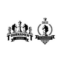 etiquetas de ajedrez deporte estilizado siluetas figuras de ajedrez caballero torre peón ilustración vectorial insignias emblema competencia de ajedrez reina rey vector