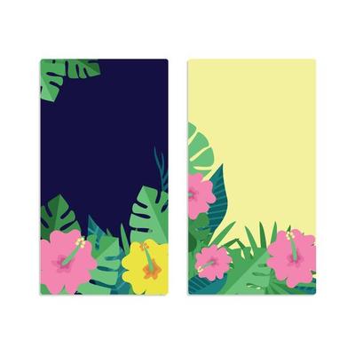 Tropical banners exotic leaves fruits social media stories template