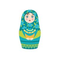 muñeca rusa coloreada tradicional moscú juguetes auténtica decoración floral coloreada mujer niña vector