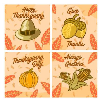 Set of Thanksgiving Square Social Media Posts