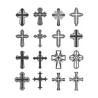 Religion cross symbols christians catholicism icons tribal collection peace jesus pictures vector