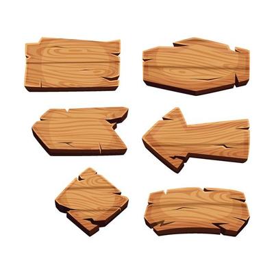 Wooden cartoon boards rustic label wooden ribbons template blank signboard illustration wood plank frame board wooden signboard