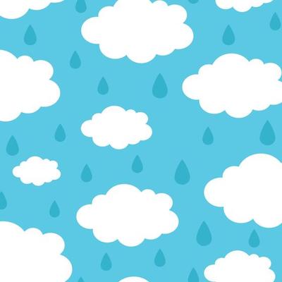 Rainy clouds pattern season weather rain drops white cloud vector seamless texture cloud weather season rain nature wallpaper illustration