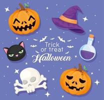 Trick or treat halloween icons vector