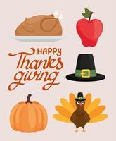 happy thanksgiving icons vector