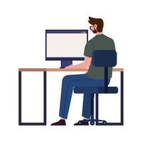 Man with computer working vector