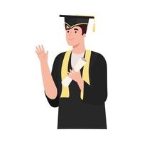 man graduate with diploma vector