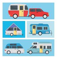 camper trailer symbol collection vector