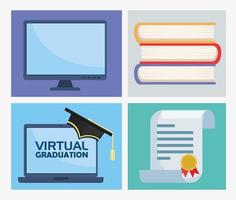 objetos de graduación virtual vector