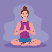 young woman in lotus position vector