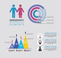 grupo de iconos de gráfico de demografía vector