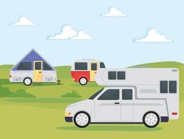 three camper trailers vector