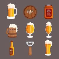 nueve cervezas iconos vector