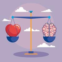 heart and brain balance vector