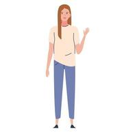 young woman waving vector