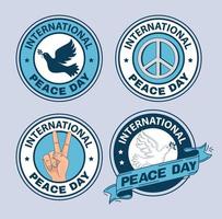 sellos del día internacional de la paz vector