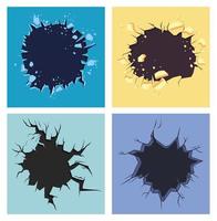 four explosive walls icons vector