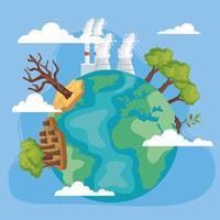 world with environmental issues vector