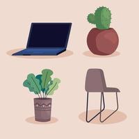 laptop and plants vector