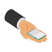 Book in hand isometric vector