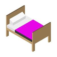 cama isométrica sobre un fondo blanco vector