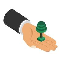 Tree in hand isometric vector