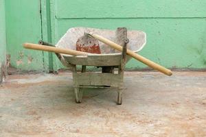 Old metal wheelbarrow photo