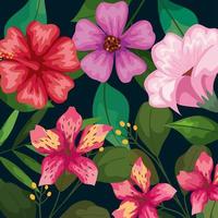 flowers and leaves background vector