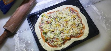 Homemade pizza-style pizza dough photo