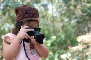 Cute girl taking photos