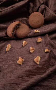 Stack tasty and Chocolate cookies on a beautiful background. photo