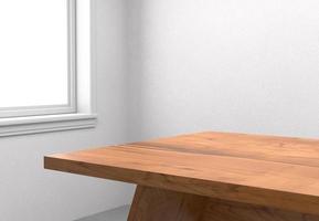 mesa de madera con fondo de ventana foto