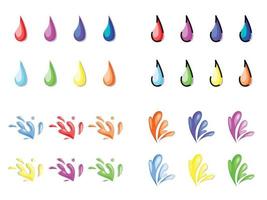 set of colorful splashes, drop water, water splash vector