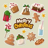 Christmas Food Sticker Set vector