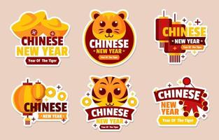 Chinese New Year Sticker Set vector