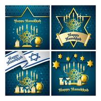 Set of Happy Hanukkah Greeting Cards vector