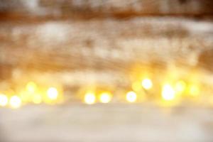 wood table and blur abstract bokeh light background photo