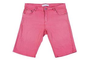 pink shorts on white background, Pink jeans shorts isolated over white photo