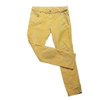 Yellow pants isolated, yellow jeans trousers pants, skinny trousers. Modern pockets yellow trousers for teenagers isolated on white background. Youth summer fashion apparel