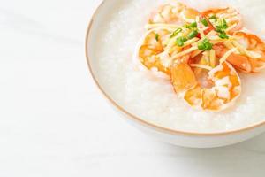 Congee with shrimps and fresh ginger photo