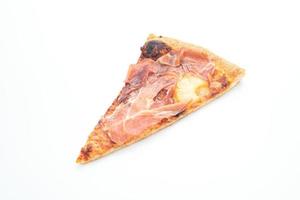 Pizza with prosciutto or parma ham pizza on white background photo