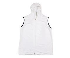 White Cycling Vest, sleeveless. With shadow, white background. Cycling sport light vest on ghoust model photo