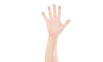 male hand up isolated on white background photo