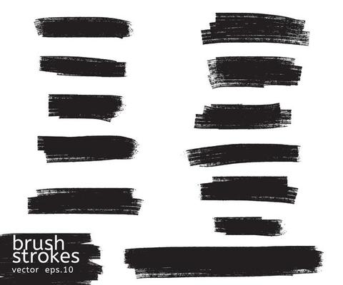 Vector grunge black paint, ink brush stroke, brush. Dirty artistic design element. Abstract black paint ink brush stroke for your design use frame or background for text. set - Vector