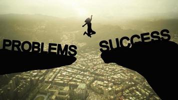 silueta de personas saltando de los problemas al éxito, concepto como objetivo de negocios, finanzas y ganador foto
