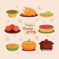 Happy Thanksgiving Icon Template Set vector