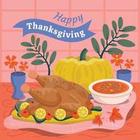 Happy Thanksgiving Dinner Celebration Background Template vector