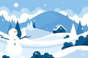 Winter Scenery with Snowman vector