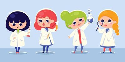 Cute Woman Scientist Character Collection vector